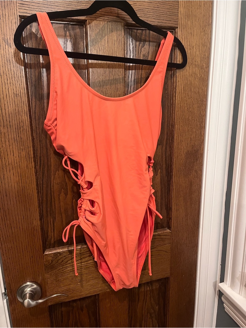 Wildflowers Coral Scoop One-Piece with Side Lace-Up